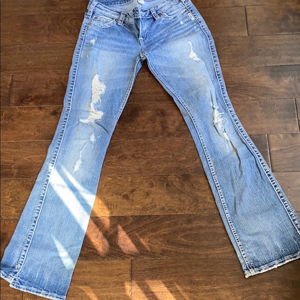 Light wash silver jeans